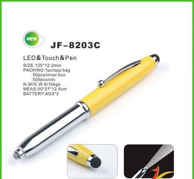 余姚禮品圓珠筆工廠 三合一電容觸控發(fā)光筆，糖果色點(diǎn)亮促銷新選擇